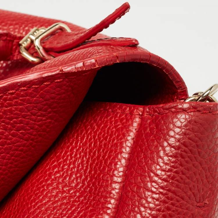 Pre Owned CH Carolina Herrera Red Leather Minuetto Flap Top Handle Bag