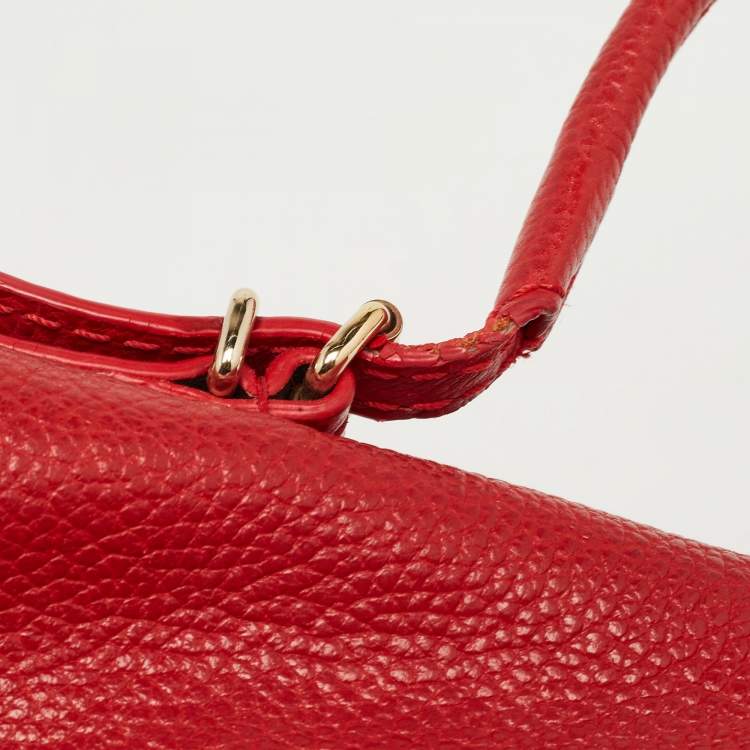 Pre Owned CH Carolina Herrera Red Leather Minuetto Flap Top Handle Bag
