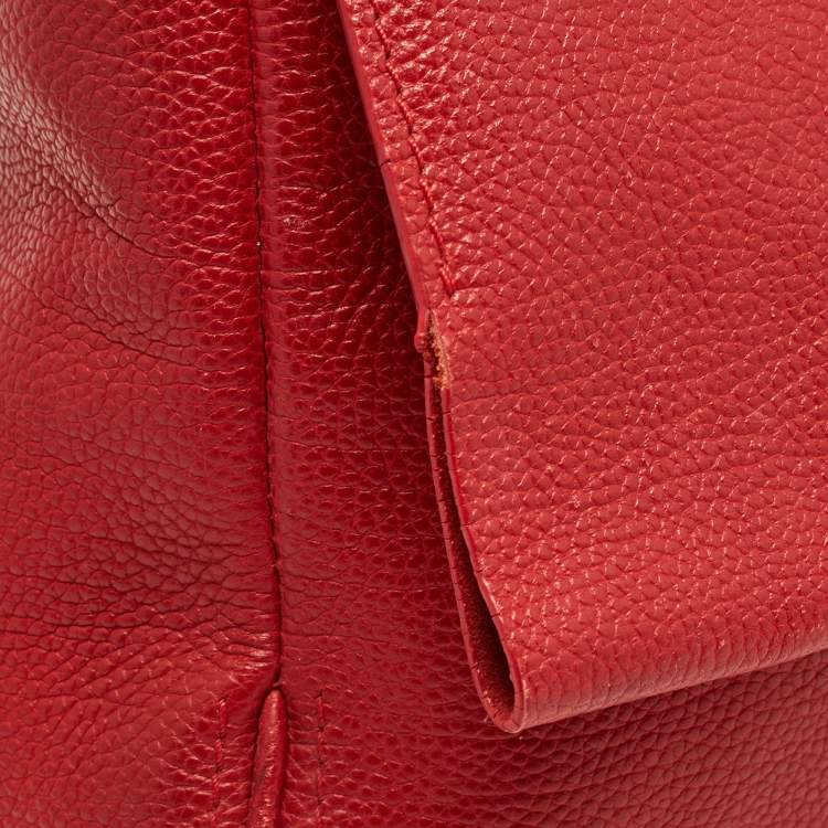 Pre Owned CH Carolina Herrera Red Leather Minuetto Flap Top Handle Bag