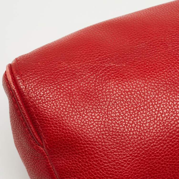 Pre Owned CH Carolina Herrera Red Leather Minuetto Flap Top Handle Bag