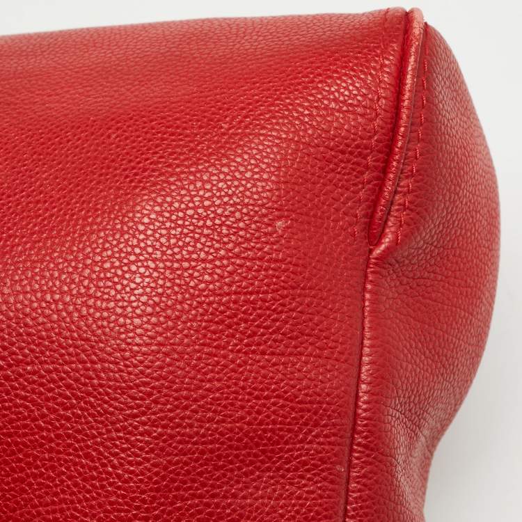 Pre Owned CH Carolina Herrera Red Leather Minuetto Flap Top Handle Bag
