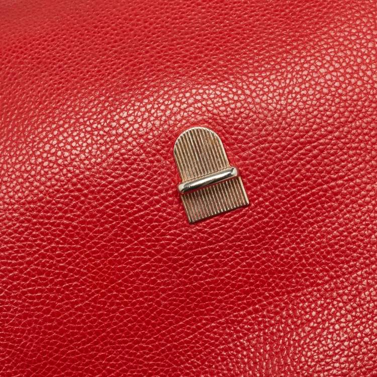Pre Owned CH Carolina Herrera Red Leather Minuetto Flap Top Handle Bag