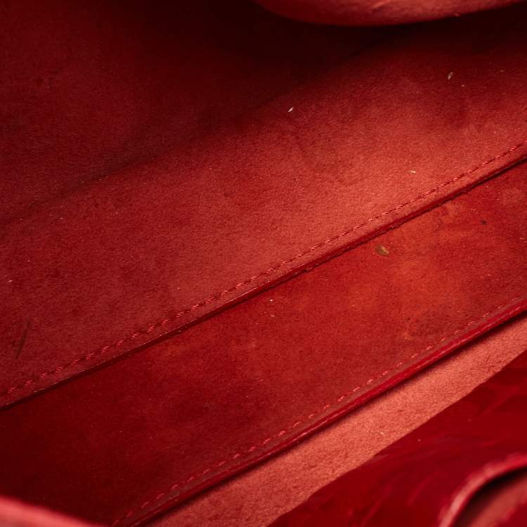 Pre Owned CH Carolina Herrera Red Leather Minuetto Flap Top Handle Bag