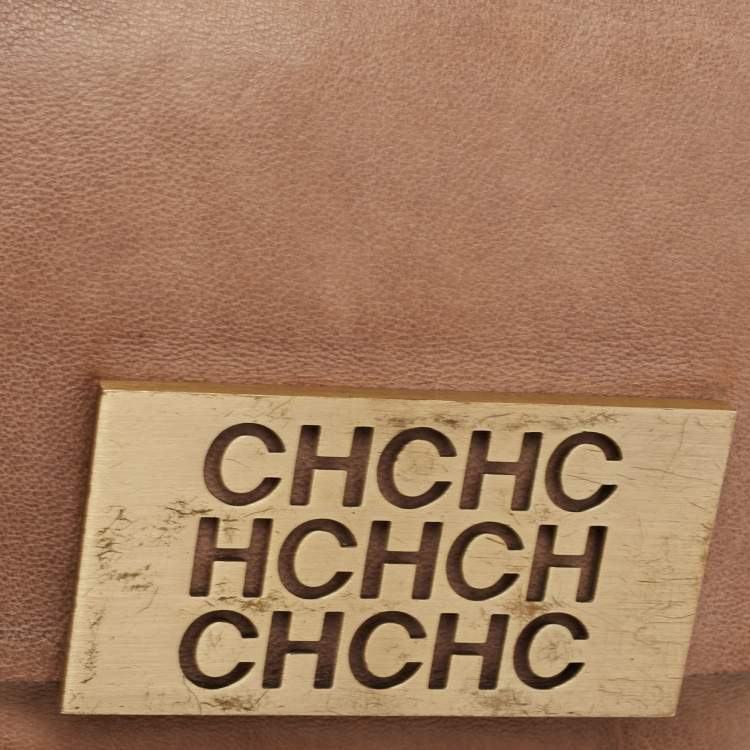 Pre Owned CH Carolina Herrera Beige Leather Flap Clutch