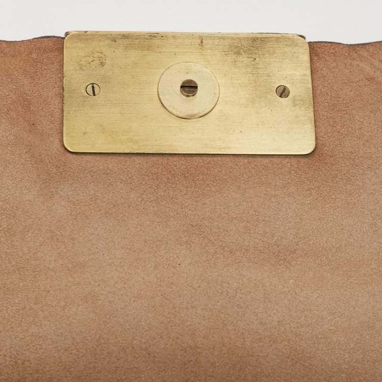 Pre Owned CH Carolina Herrera Beige Leather Flap Clutch