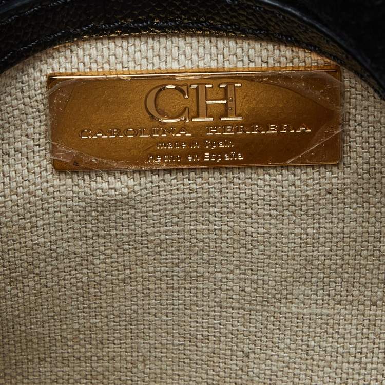 Pre Owned Carolina Herrera Black Matelassé Leather Bimba Flap Top Handle Bag