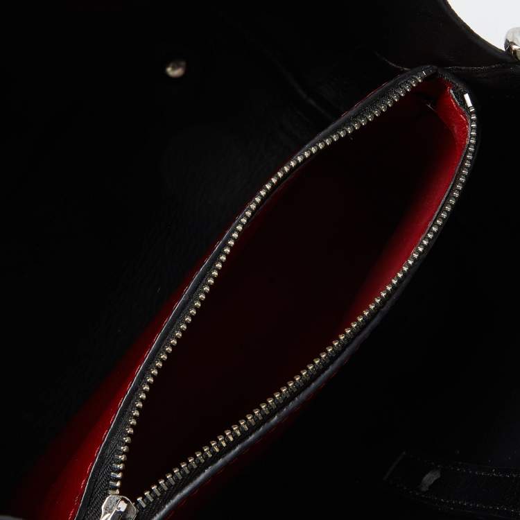 Pre Owned CH Carolina Herrera Black Leather Small Matryoshka Locked Tote
