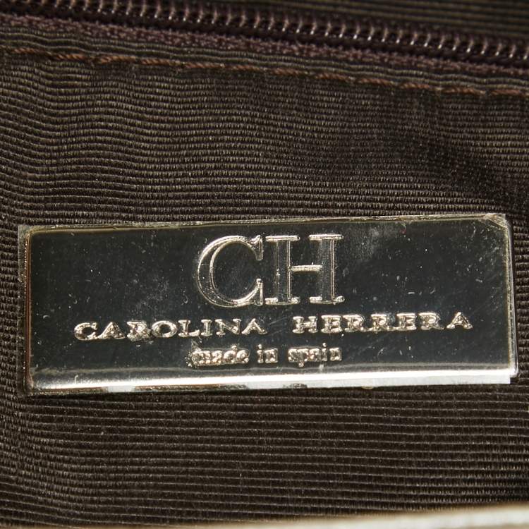 Pre Owned CH Carolina Herrera Grey Monogram Leather Audrey Shoulder Bag