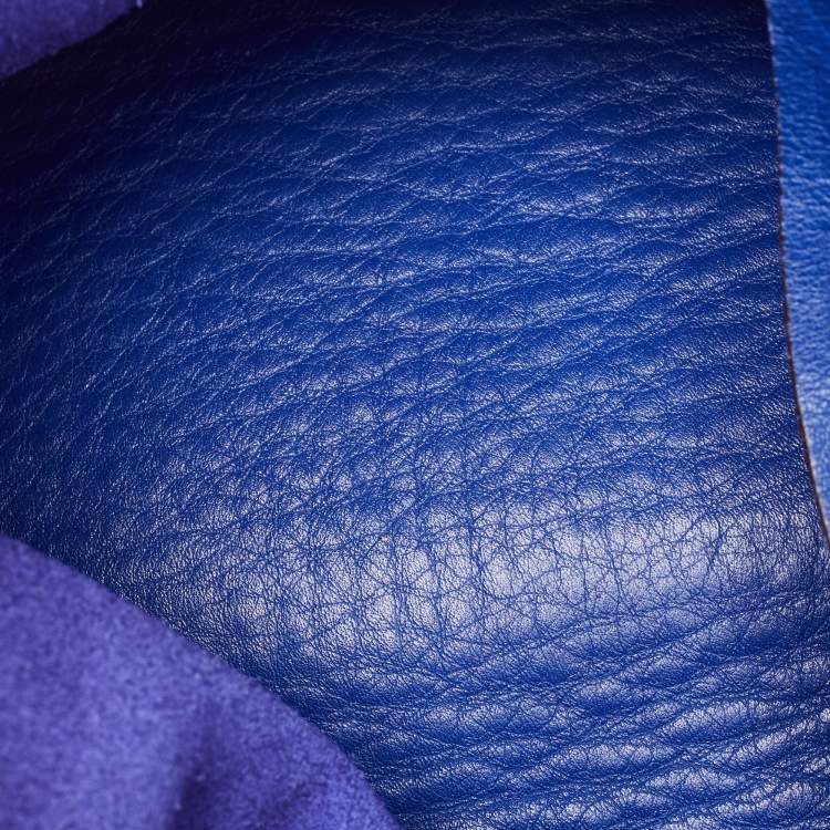 Pre Owned CH Carolina Herrera Blue Monogram Embossed Leather Large Matryoshka Tote