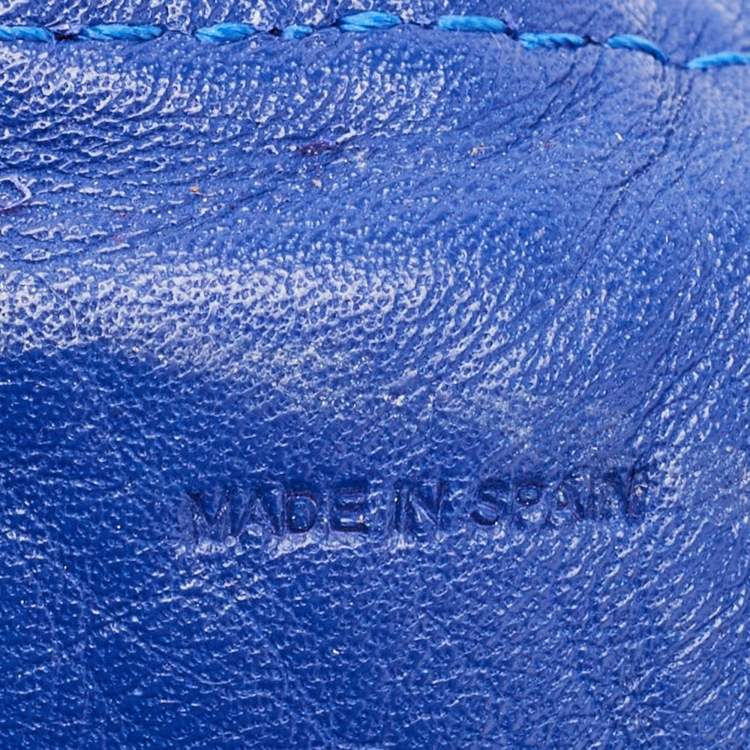 Pre Owned CH Carolina Herrera Blue Monogram Embossed Leather Large Matryoshka Tote