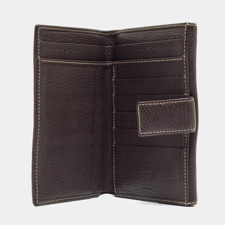 Pre Owned CH Carolina Herrera Choco Brown Monogram Leather Wallet