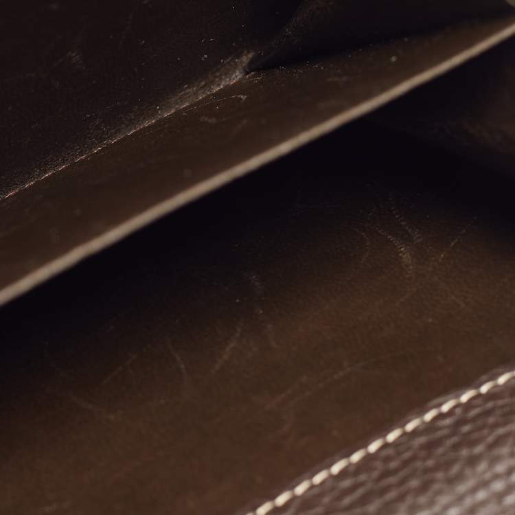 Pre Owned CH Carolina Herrera Choco Brown Monogram Leather Wallet