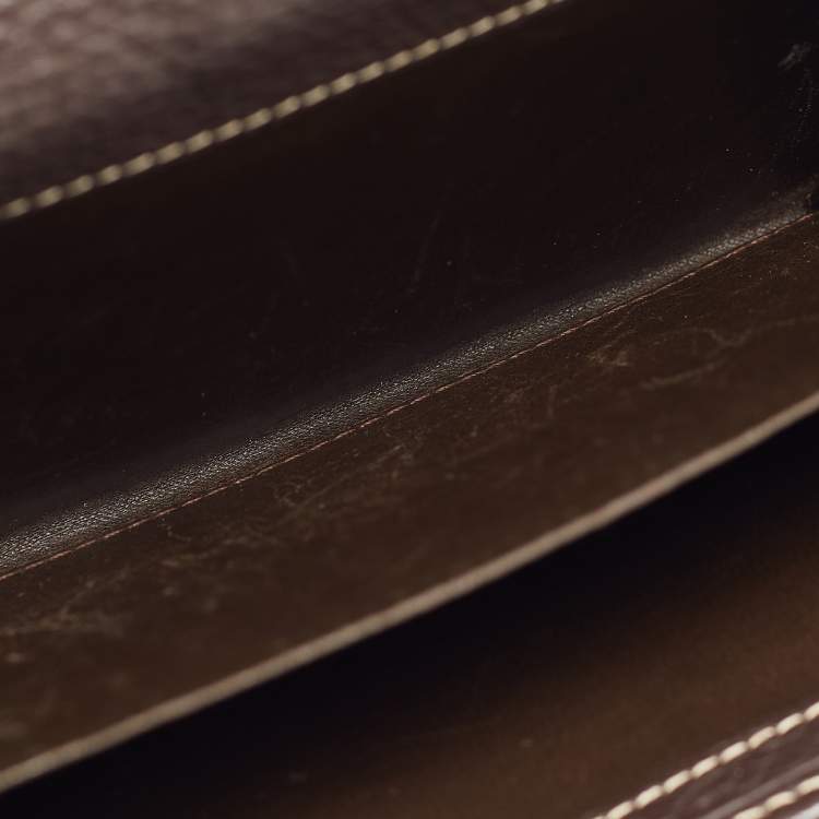 Pre Owned CH Carolina Herrera Choco Brown Monogram Leather Wallet