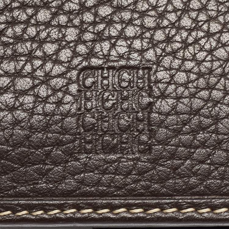 Pre Owned CH Carolina Herrera Choco Brown Monogram Leather Wallet