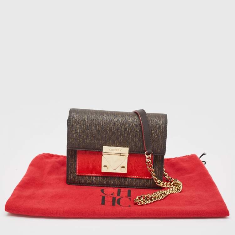 Pre Owned CH Carolina Herrera Multicolor Signature Coated Canvas and Leather Small Carry on Bandoulière Bag