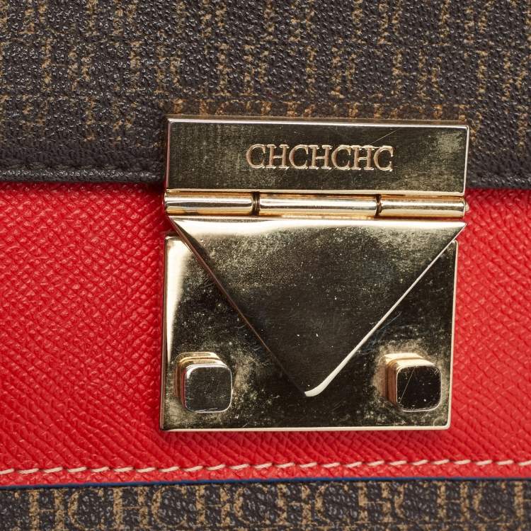 Pre Owned CH Carolina Herrera Multicolor Signature Coated Canvas and Leather Small Carry on Bandoulière Bag