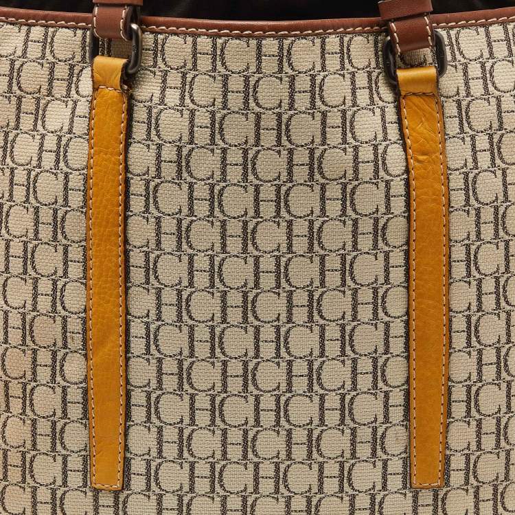 Pre Owned CH Carolina Herrera Multicolor Monogram Canvas and Leather Tote