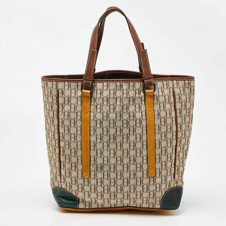 Pre Owned CH Carolina Herrera Multicolor Monogram Canvas and Leather Tote