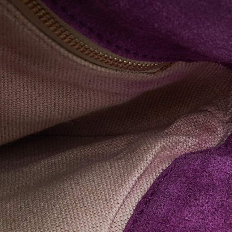 Pre Owned CH Carolina Herrera Purple Leather Top Handle Bag