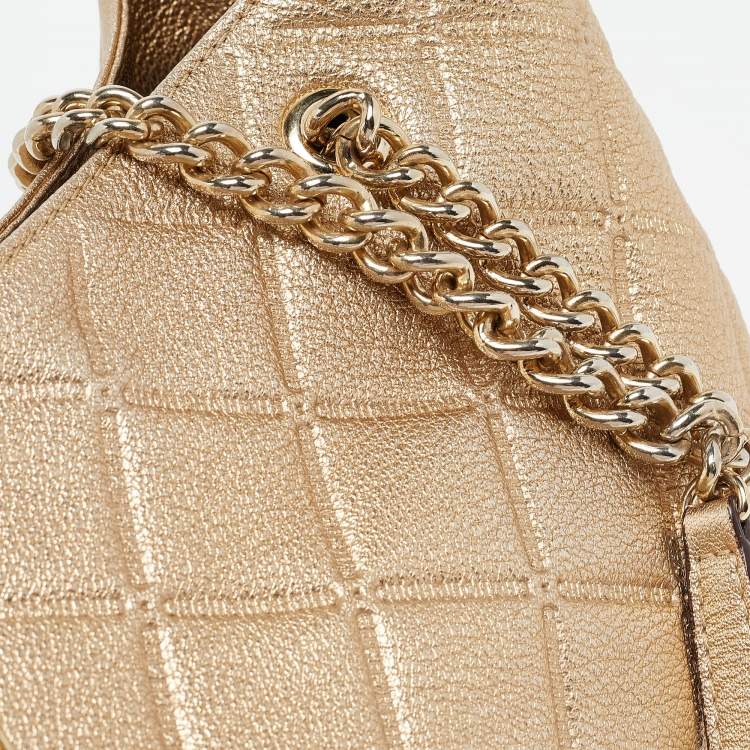 Pre Owned CH Carolina Herrera Metallic Gold Quilted Leather Chain Bag