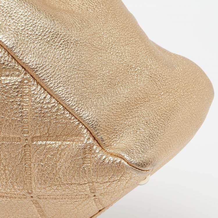 Pre Owned CH Carolina Herrera Metallic Gold Quilted Leather Chain Bag