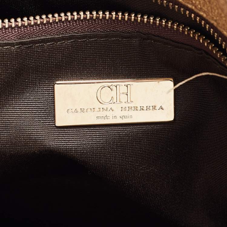 Pre Owned CH Carolina Herrera Metallic Gold Quilted Leather Chain Bag