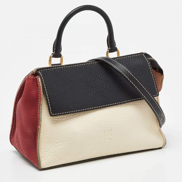 Pre Owned CH Carolina Herrera Leather Flap Top Handle Bag