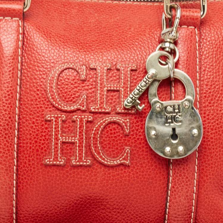 Pre Owned CH Carolina Herrera Red Leather Matteo Satchel