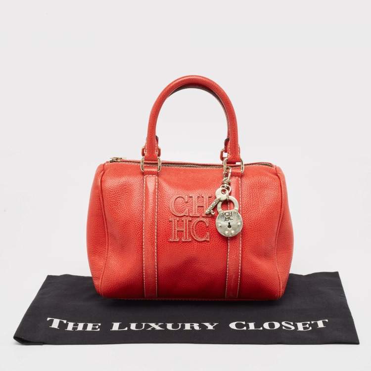 Pre Owned CH Carolina Herrera Red Leather Matteo Satchel