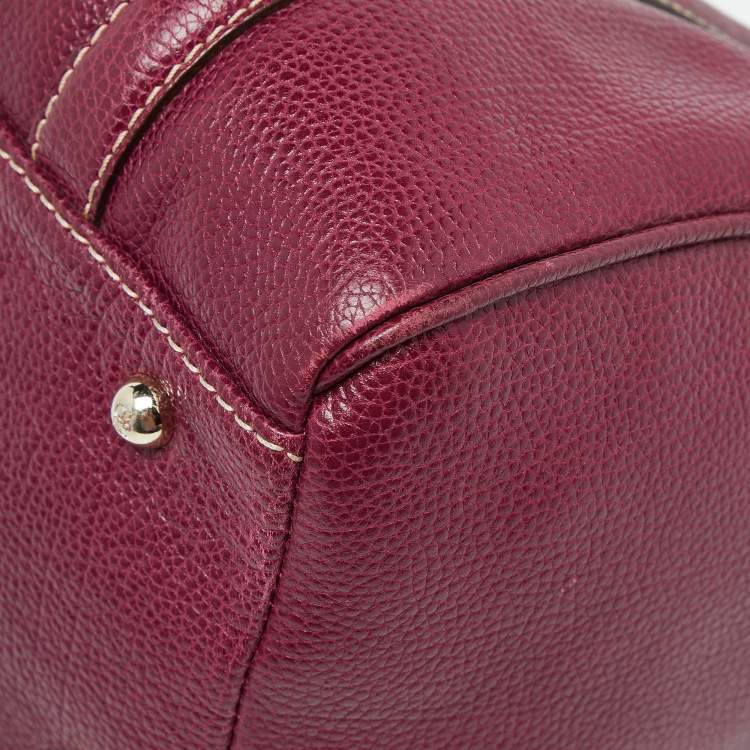 Pre Owned CH Carolina Herrera Purple Leather Andy Boston Bag
