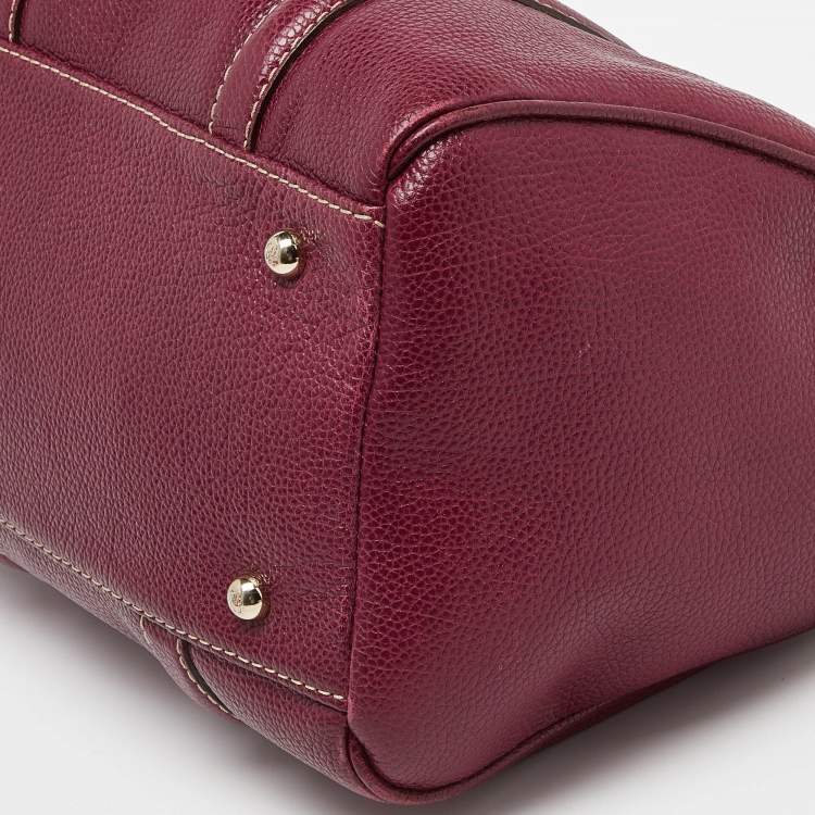 Pre Owned CH Carolina Herrera Purple Leather Andy Boston Bag