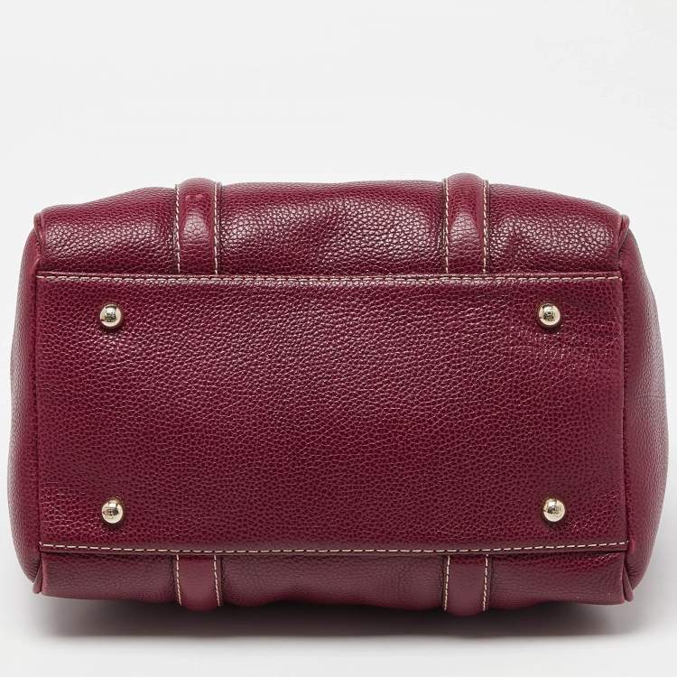 Pre Owned CH Carolina Herrera Purple Leather Andy Boston Bag
