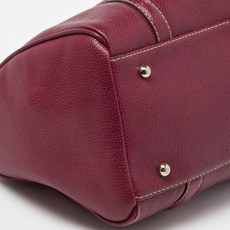 Pre Owned CH Carolina Herrera Purple Leather Andy Boston Bag