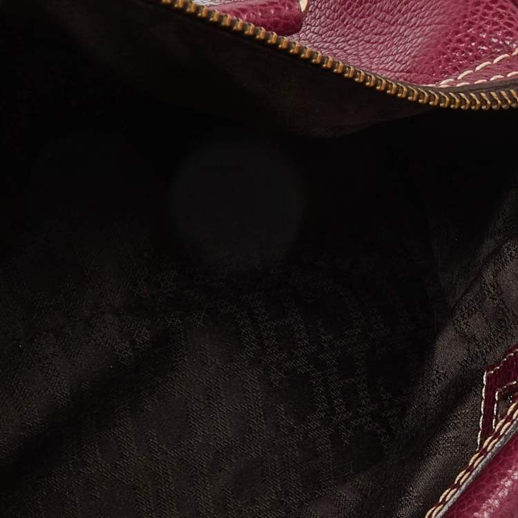 Pre Owned CH Carolina Herrera Purple Leather Andy Boston Bag