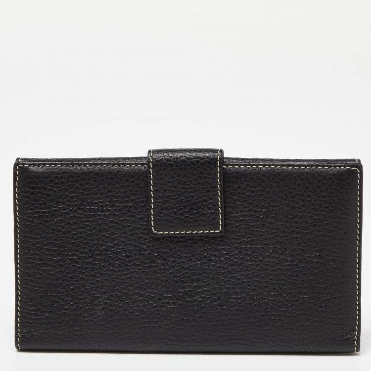 Pre Owned CH Carolina Herrera Black Leather Continental Wallet
