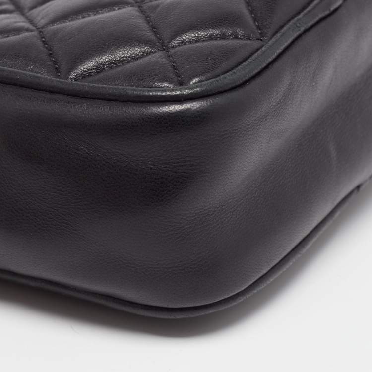 Pre Owned CH Carolina Herrera Black Quilted Leather Mini Chain Crossbody Bag 