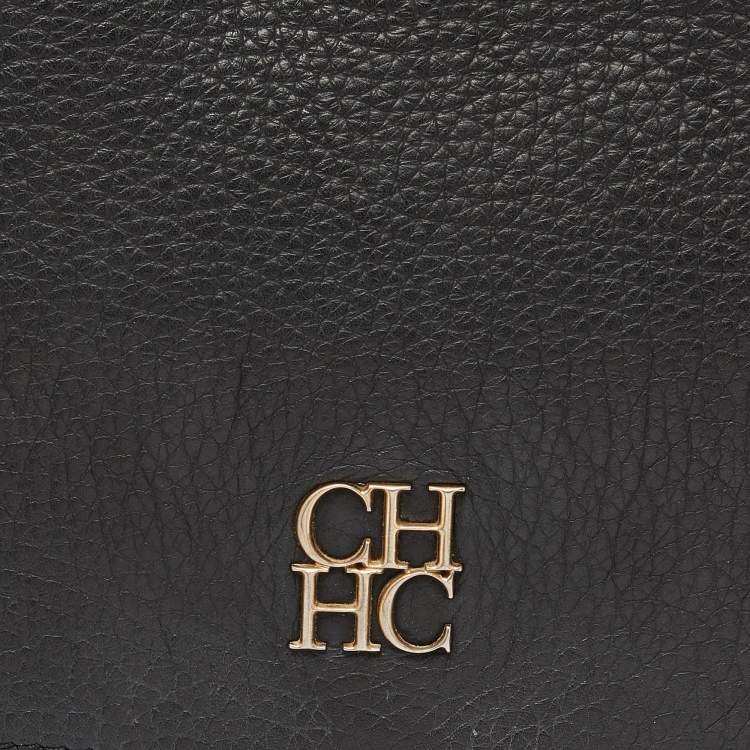 Pre Owned CH Carolina Herrera Black Leather Chain Flap Shoulder Bag