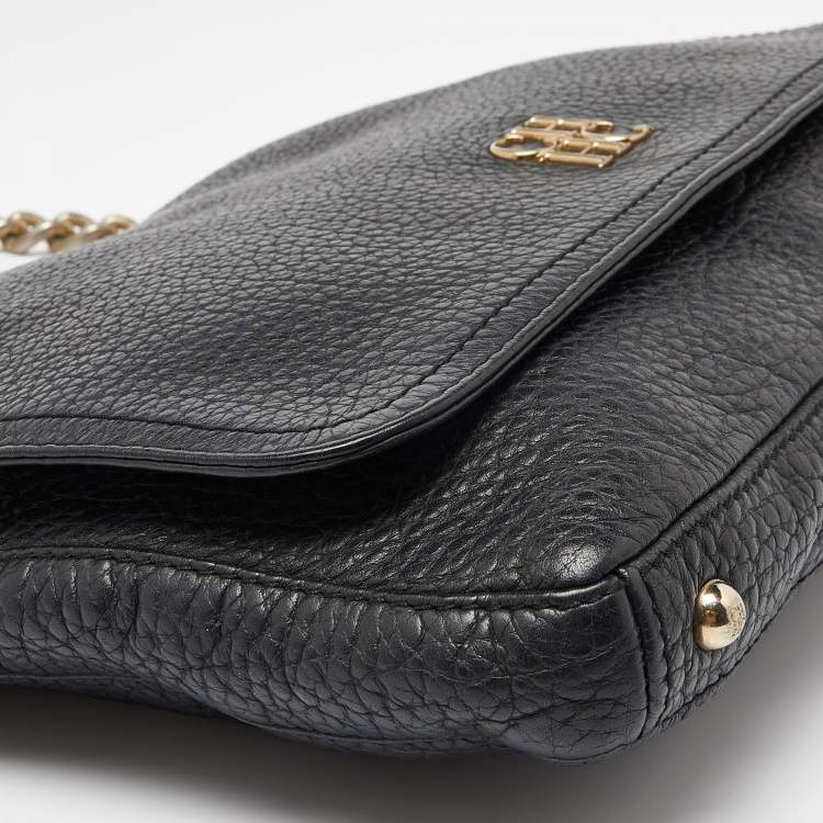 Pre Owned CH Carolina Herrera Black Leather Chain Flap Shoulder Bag