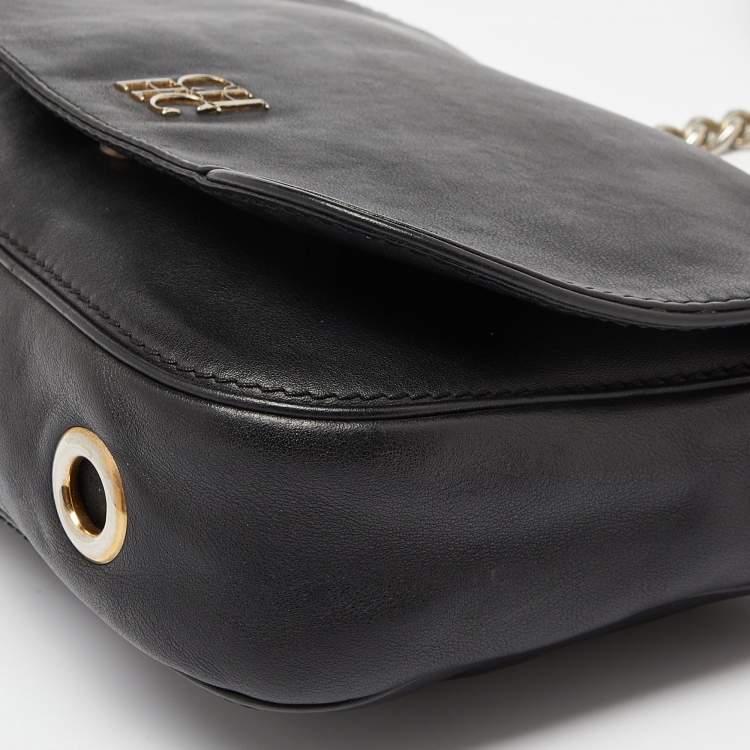 Pre Owned CH Carolina Herrera Black Leather New Baltazar Flap Shoulder Bag