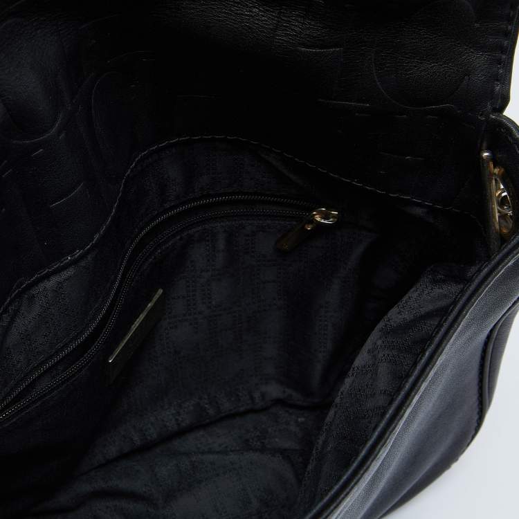 Pre Owned CH Carolina Herrera Black Leather New Baltazar Flap Shoulder Bag