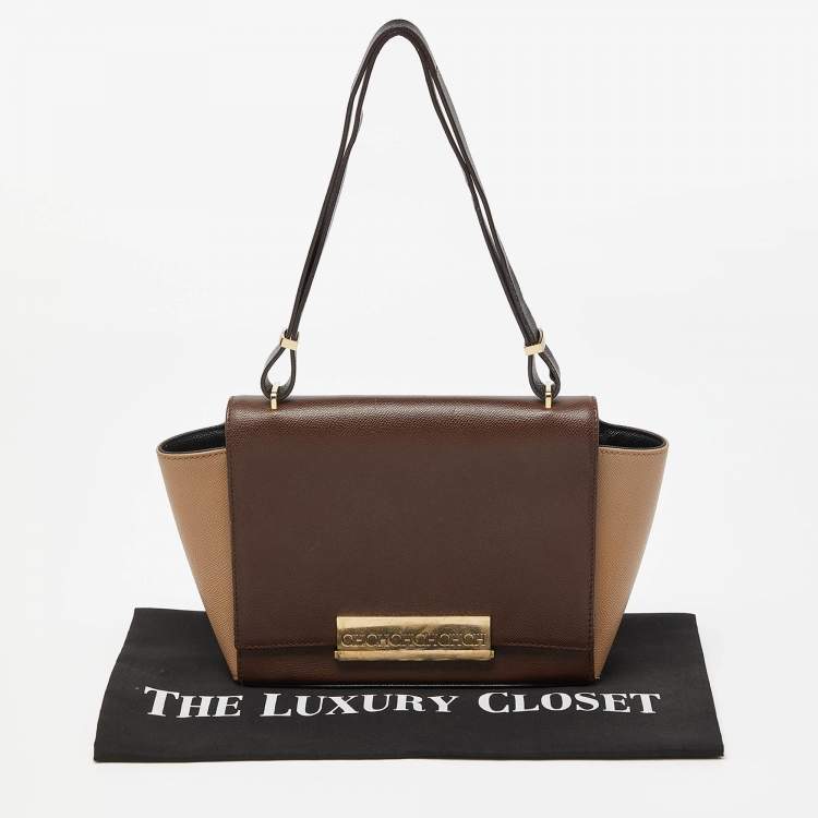 Pre Owned CH Carolina Herrera Tri Color Leather Casati Shoulder Bag