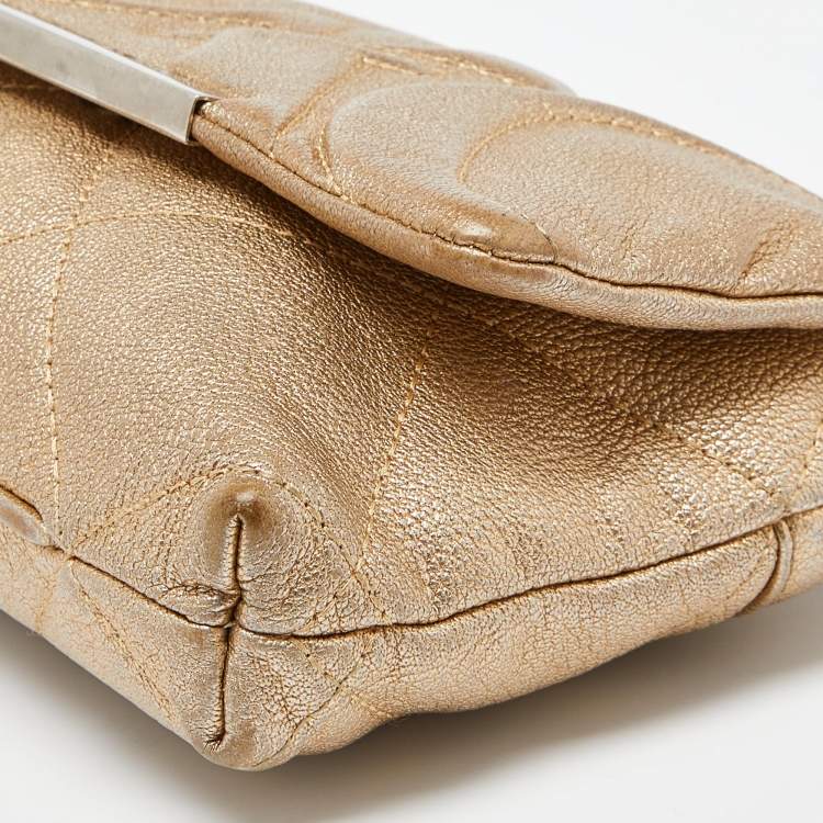 Pre Owned CH Carolina Herrera Metallic Gold Quilted Leather Chain Crossbody Bag