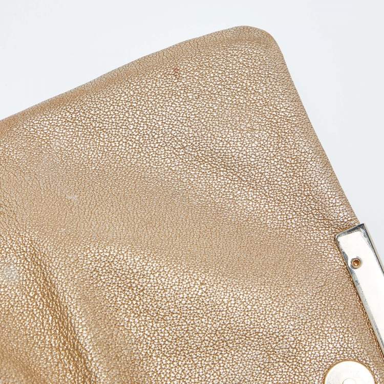 Pre Owned CH Carolina Herrera Metallic Gold Quilted Leather Chain Crossbody Bag