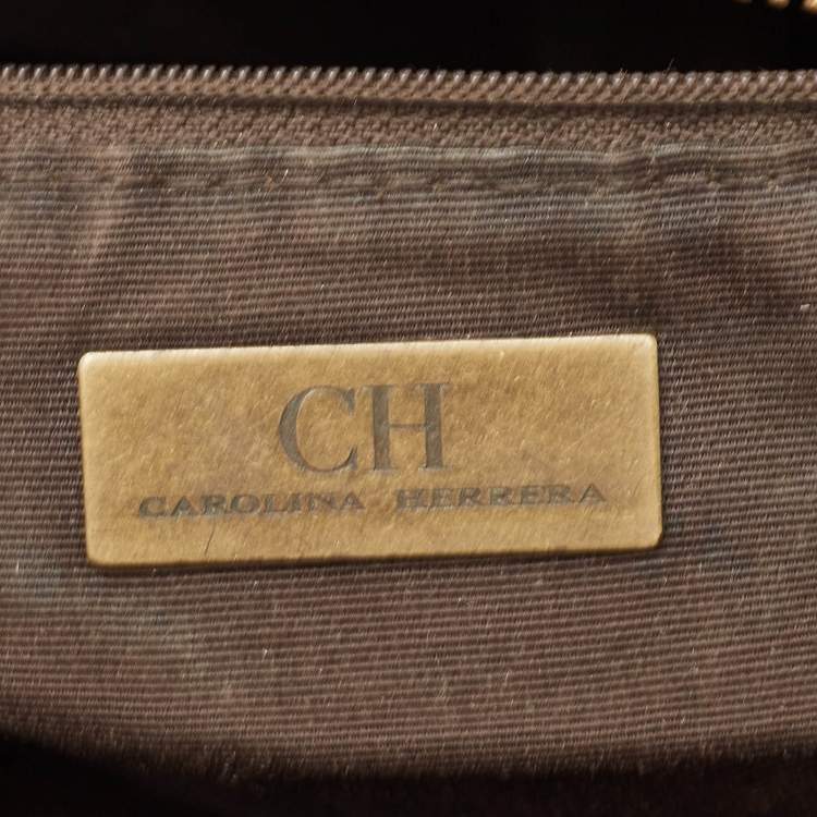Pre Owned CH Carolina Herrera Brown Quilted Leather Rivet Satchel