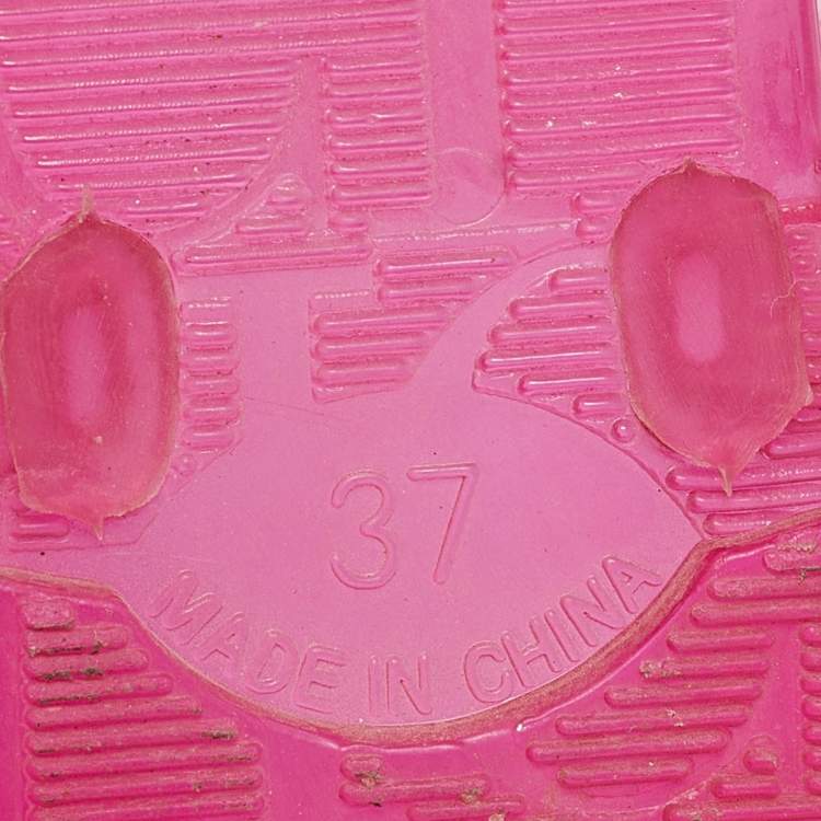 Pre Owned CH Carolina Herrera Pink Jelly Ankle Strap Flat Sandals Size 37