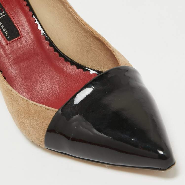 Pre Owned CH Carolina Herrera Tricolor Suede and Leather Pointed Toe Pumps Size 36