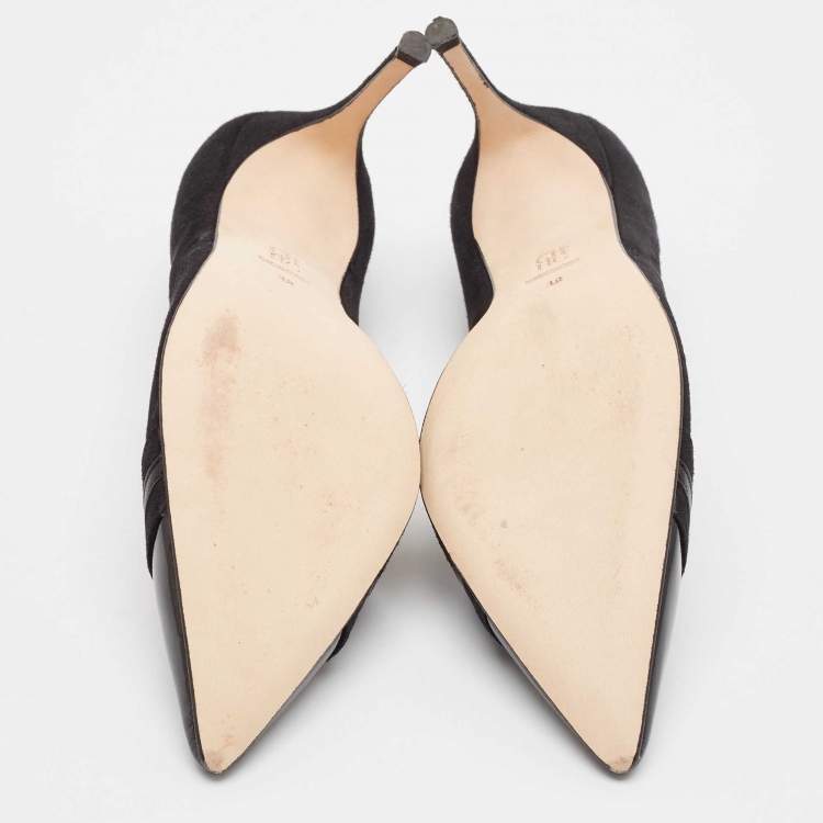 Pre Owned CH Carolina Herrera Black Suede Pointed Toe Pumps Size 38