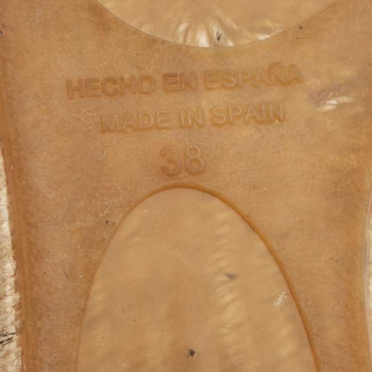 Pre Owned CH Carolina Herrera Gold Leather Slip On Espadrille Flats Size 38