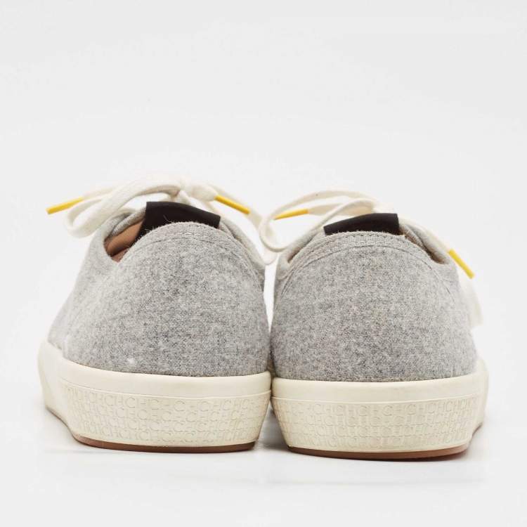 Pre Owned CH Carolina Herrera Grey Fabric Low Top Sneakers Size 39