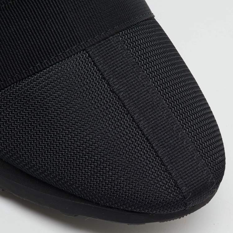 Pre Owned CH Carolina Herrera Black Croc Embossed Leather, Suede and Fabric Slip On Sneakers Size 37